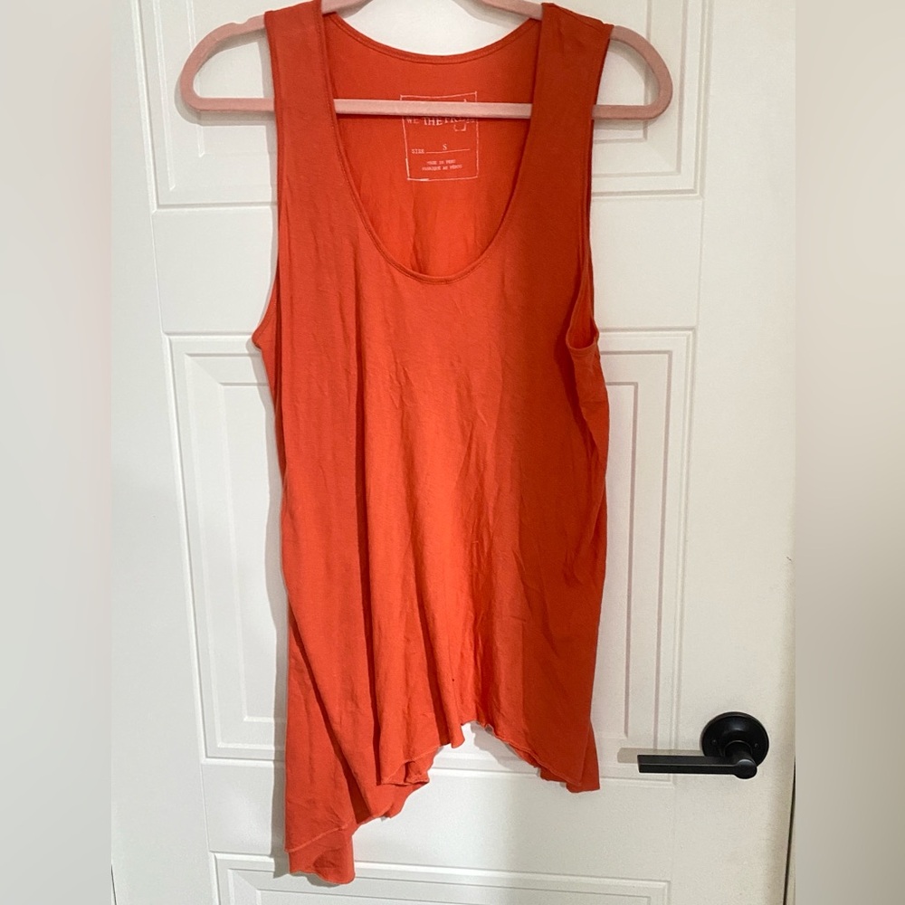 Free People Orange Sleeveless Asymmetrical Hem Top Stretcy Comfy oversized